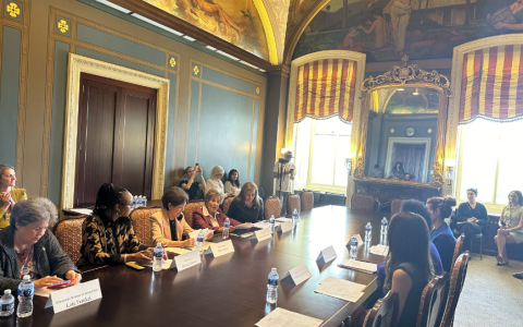 Room of people talking